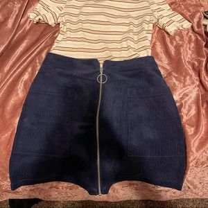 Blue zip up skirt